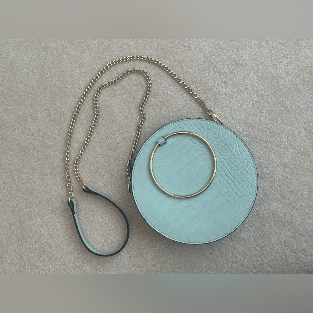 Express - O-Ring Handle Circle Crossbody Bag/Clutch, Aqua